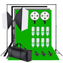 Kit de iluminación fotográfica E27, 25W/135W, lámpara de 4 enchufes, Softbox, soporte de fondo, 1,6x3m, gris, negro, blanco, verde 2024 - compra barato