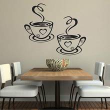 Adesivo de parede para casa, cozinha, restaurante, café, chá, xícaras de café, decoração de parede, decalques, decoração de sala de estar, adesivos de parede 2024 - compre barato