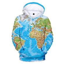 Sudadera con capucha con estampado del mapa del mundo para hombre y mujer, suéter con estampado 3D de mapa del mundo, ropa informal de manga larga, 2020 2024 - compra barato