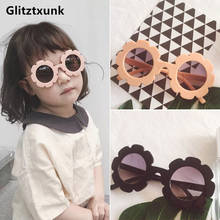 Glitztxunk-gafas de sol redondas para niño y niña, anteojos de sol con diseño de flor, con UV400, para infantes 2024 - compra barato