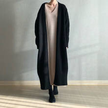 Зимний длинный вязаный кардиган, свитер, женский джемпер, пальто размера плюс, Harajuku, элегантный повседневный Свободный кардиган с длинным рукавом, пальто 2024 - купить недорого