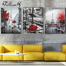 FULLCANG 5d diy diamond embroidery european abstract red rose tower painting triptych full square round drill home decor FC3146 2024 - buy cheap