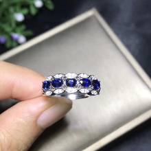 Natural sapphire ring, 925 silver, Line Ring, the latest fashion ring, precious gemstone lady's jewelry 2024 - buy cheap