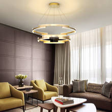 Лампа для гостиной, простой современный светильник, роскошный золотой круглый светильник для спальни, Северный европейский ресторан, кольцо, подвесной светильник s 2024 - купить недорого