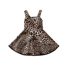 Bebê da criança meninas leopardo vestido roupas estampado sem mangas plissado vestido de verão outfit 2024 - compre barato