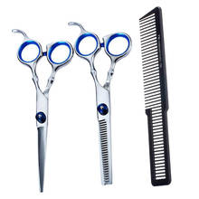 Conjunto de tesouras e cortes de cabelo, para salão de cabeleireiro e barbeiro, tesoura desfiadeira para corte de cabelo 2024 - compre barato