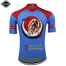 Camiseta de Ciclismo Retro para Hombre, Maillot de manga corta transpirable para bicicleta, triatlón, azul/rojo, 2020 2024 - compra barato