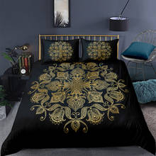 Jogo de edredom e capa de travesseiro 3d, preto, abstrato, flor, edredon, totalmente, duplo, king size, 140*200cm, cama 2024 - compre barato