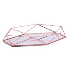 1 Pcs Retro Gold Storage Tray Polygon Glass Makeup Organizer Tray Plate Jewelry Display Stand Holder Home Decor 2024 - buy cheap