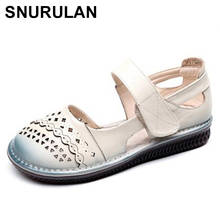 SNURULANsummer shoes for women leather gladiator sandals women solid round toe genuine leather women sandals Sandalias Mujer 2024 - buy cheap