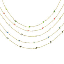 Rainbow Colorful Neon Enamel Lightning Charm Link Chain Gold Color Necklace For Women 2024 - buy cheap