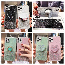 Bling Star Glitter Phone Cases For iPhone 12 Mini 6 6s 7 8 Plus XR X Xs Max 11 Pro Max SE 2020 Mirror Bracket Holder Stand Cover 2024 - купить недорого