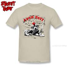 Camisa do exército do cão do punk da cópia do pug da camisa t do algodão dos homens bege camiseta dos desenhos animados engraçados do vintage 2024 - compre barato