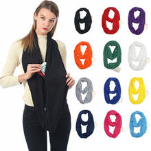Lenços femininos modernos 2020, cachecol de bolso para inverno, com zíper, lenços infinity para mulheres, cachecol com anel 2024 - compre barato