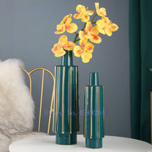 Creativity Ceramics Vase Golden Geometric Line Modern Home Desktop Flower Arrangement Accessories Flower Vases Gold Wedding 2024 - buy cheap