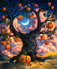 JMINE Div 5D Halloween Tree Pumpkin Full Diamond Painting cross stitch kits art High Quality Cartoon 3D paint by diamonds 2024 - buy cheap