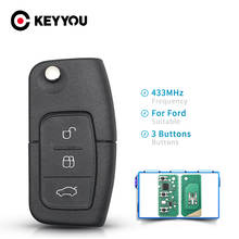 KEYYOU 5x433 МГц HU101/FO21 необработанное лезвие 3 кнопки раскладной складной пульт дистанционного управления автомобильный ключ для Ford Focus Mondeo Fiesta Galaxy Key 2024 - купить недорого