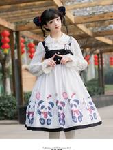 Sweet princess lolita dress cute panda printing high waist black white patchwork victorian dress kawaii girl gothic lolita jsk 2024 - buy cheap