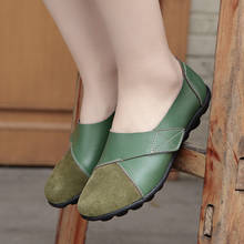 Zapatos planos de piel auténtica para mujer, mocasines suaves de ocio, calzado informal de Ballet para conducir 2024 - compra barato