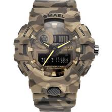 New Camouflage Military Watch Men Sports Watches LED Display Analog Digital Quartz Wristwatches SMAEL Watch 8001 Reloj Hombre 2024 - buy cheap