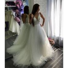 E JUE SHUNG Chic Boho Wedding Dresses V Neck Lace Appliques Zipper Back A Line Bride Dresses robe de mariee Weeding Gowns 2024 - buy cheap