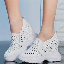 Zapatillas de deporte transpirables de piel auténtica para mujer, zapatos de tacón alto con plataforma, informales, Punk, de verano 2024 - compra barato