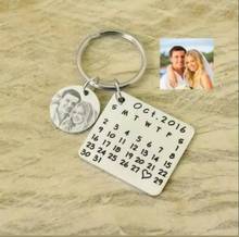 SKQIR Personalized Family Photo Keyring Custom Name Calendar Gold Keychain 2024 - buy cheap