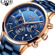 LIGE Fashion Clock Mens Watches Top Brand Luxury Casual Quartz Watch Men Business Stainless Steel Waterproof Sport Chronograph 2024 - buy cheap