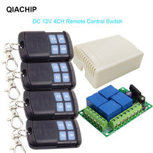 QIACHIP 433Mhz Universal Wireless Remote Control Switch DC 12V 4CH Relay Receiver Module + 4pcs RF controllor Transmitter DIY 2024 - buy cheap