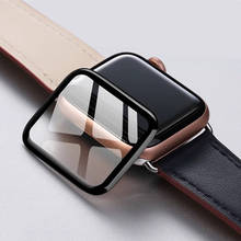 Película protetora para smartwatch, 3d, curva, vidro temperado, para apple watch 3, 2, 1, 38mm, 42mm, protetor de tela para iwatch 4, 40mm, 44mm, contato total 2024 - compre barato