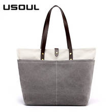 USOUL Canvas Casual Tote Bags For Women 2020 Large Capacity Shoulder Bags Concise Woman Designer Handbag Gray Freshing Lady sac 2024 - buy cheap