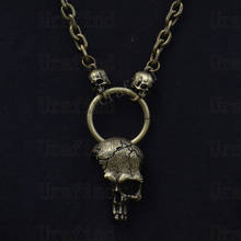 Metade do crânio esqueleto pingente colar pagão gótico vapor punk jóias para festa 2024 - compre barato