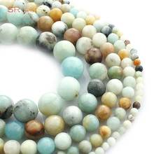 Free Shipping 4-14mm Natural Stone Mixed Color Amazonite Round Loose Beads 16" Strand 2024 - купить недорого
