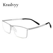 Krasivyy-gafas ópticas cuadradas ultraligeras para hombre y mujer, anteojos de prescripción siameses de titanio B, anteojos sin tornillo de marco completo 2024 - compra barato