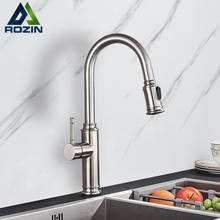 Rozin Brushed Nickel Kitchen Faucet US Hot Sales Pull Out Dual Model Spout Kitchen Tap 360 Rotation Hot Cold Water Mixer Tap 2024 - buy cheap