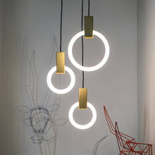 Lámpara colgante circular de madera para restaurante, luz LED de diseño creativo, Individual, estilo nórdico, para escalera, cocina y habitación 2024 - compra barato