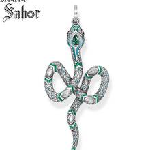 Pendant Green Snake 2020 New silver color For Women Fashion Key Chains Jewelry Bohemia Gift Fit Necklace thomas 2024 - buy cheap