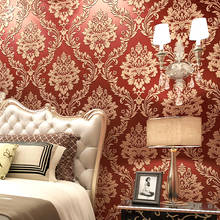 Papel de parede estampado europa, damasco, 3d, em relevo, não tecido, para sala de estar, quarto, em 5 cores 2024 - compre barato