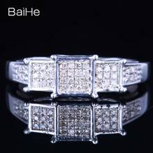 BAIHE Solid 10K White Gold H/SI Natural Diamonds Ring Women Men Engagement Wedding Trendy Fine Jewelry Кольцо с бриллиантами 2024 - buy cheap