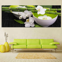 Hd impressão ainda vida bambu orquídea branca feng shui paisagem pintura a óleo sobre tela cartaz da parede imagem para sala de estar 2024 - compre barato