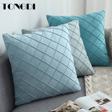 Tongdi travesseiro de sofá de pelúcia, moderno, veludo, com 30x50, 45x45cm, xadrez, decoração elegante, macio, para casa, sala de estar 2024 - compre barato