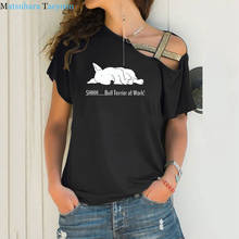 Женская футболка Bull At Dog Work, модная забавная футболка с коротким рукавом, женская футболка 2020, футболка с асимметричным перекосом и перекрестной повязкой 2024 - купить недорого