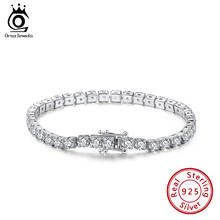 ORSA JEWELS 925 стерлинговый Серебряный браслет для тенниса браслеты для женщин, кубический цирконий, браслет теннис цепи в стиле хип-хоп ювелирные изделия SB95 2024 - купить недорого