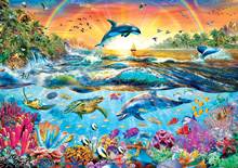 JMINE Div 5D Дельфин подводный радужные рыбки морская черепаха полные наборы для алмазной живописи искусства животных 3D для самостоятельного раскрашивания алмазы 2024 - купить недорого