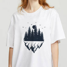 Harajuku nova camisa t floresta escura impressão letra universo fé t camisa das mulheres o pescoço manga curta branco topos 2024 - compre barato