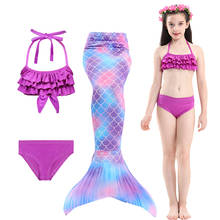 2021 Girls Mermaid Swimsuit Summer Kids Bikini and Mermaid Tail Baby Girl Mermaid Party Costume Set 3 6 8 10 12T 2024 - buy cheap