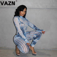 VAZN 2020 Hot Sport Hole Out Fashion Women Clothes Outfit Turtleneck Sexy Full Sleeve With Long Pant Two Pieces Set 2024 - buy cheap