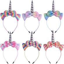 Unicorn Headbands Children Girls Hair Bows Photo Props Party Hairbands Kids Hairband Hair Accessories 2024 - buy cheap