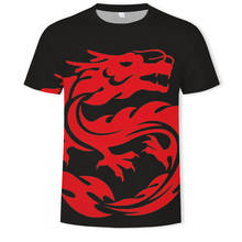 Мужская футболка с коротким рукавом, летняя, модная, с 3D-принтом в виде дракона, летящего и феникса, 2021 2024 - купить недорого