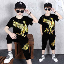 4-14 Years Summer Boy Clothing Set 2021 New Casual Fashion Active T-shirt+ Pant Kid Children Boy Teenager Clothing 2024 - buy cheap